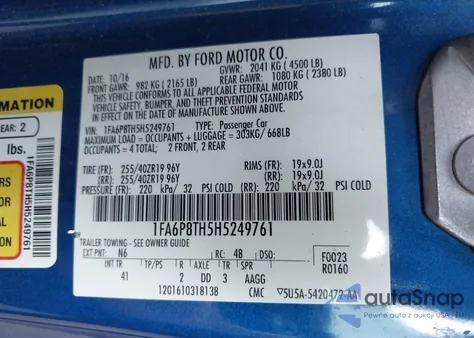 2017 Ford Mustang Ecoboost from USA, damaged, VIN 1FA6P8TH5H5249761